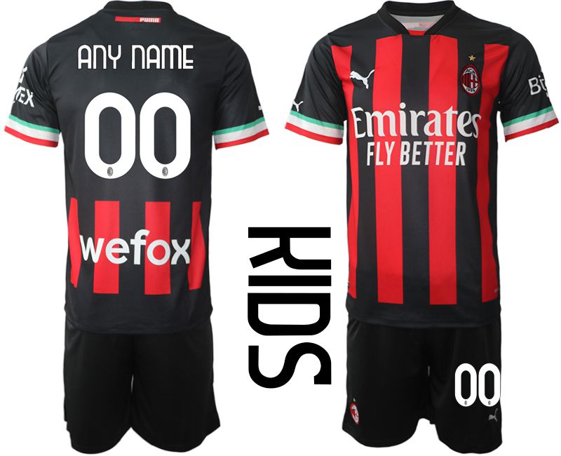 Cheap Youth 2022-2023 Club Ac Milan home black customized Soccer Jersey